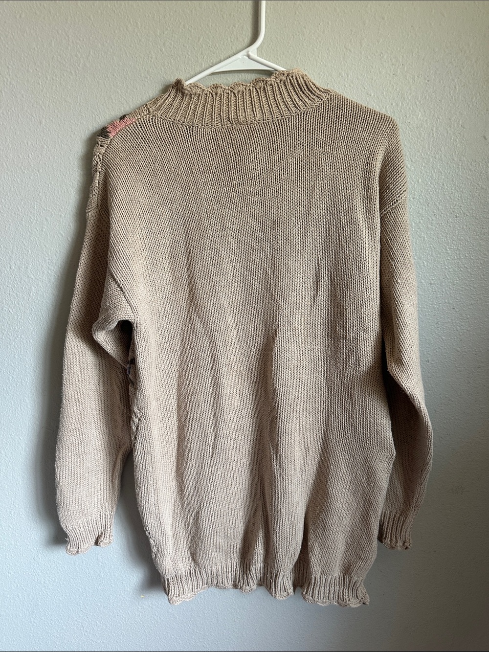 Vintage cottage core Beige Floral Cable Knit Sweater - Women - Picture 3 of 3